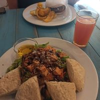 Tofu salad and Libanese hamburger at Prana in Envigado