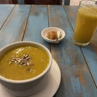 Soup desert and drink at same time   at Prana in Envigado