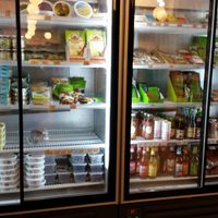 Frozen section with cheese, cream cheese, mock meats,silken tofu at Urtehuset Lyngby in Kongens Lyngby