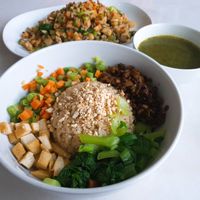 Lei cha rice close up shot. 10sgd at Nature's Harvest Cafe in Central Singapore