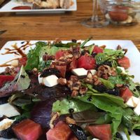 vegan spinach, beet, cherry and pecan salad - the cheese is vegan! at Alder Bistro and the Dispensary Lounge in Yachats