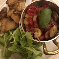 Homemade seitan and caponata  at Al Tiglio Cucina Naturale in Moruzzo