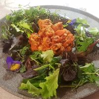 Salad with tempeh curry at Al Tiglio Cucina Naturale in Moruzzo