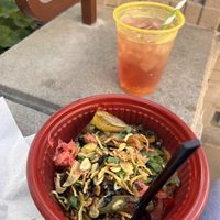 Noodles before I started eating them (drink not sold at lucky fortune cookery)  at Disneyland - Lucky Fortune Cookery in Anaheim