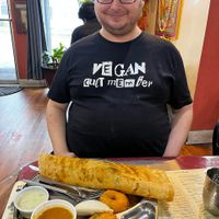 dosa thali swapped gulab jamun for more lentil donuts.  at Dosa Corner in Columbus