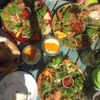 Breakfast plates and amaranth yogourt at Geh Veg in Berlin