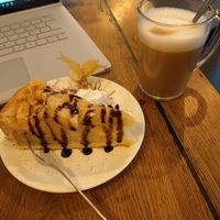 Apple almond cake and latte macchiato  #Veganuary at Geh Veg in Berlin