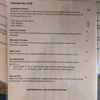 Menu - breakfast. at Geh Veg in Berlin