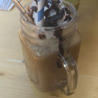 Icecream-coffee with hazelnut and stracciatella ice cream. Delish! You can choose the flavours. at Geh Veg in Berlin