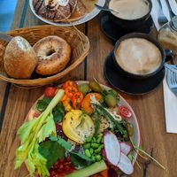 breakfast plate and pancakes at Geh Veg in Berlin