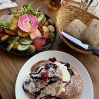 Savoury breakfast plate and pancakes  at Geh Veg in Berlin