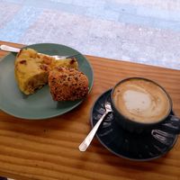 Pincho de tortilla y café (4,3€) delicioso at Bohemian Lane in Bilbao