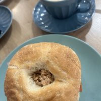 Filled bagel with vegan tuna   at Bohemian Lane in Bilbao