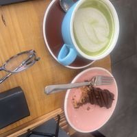 Matcha and a peanut chocolate bar   at Bohemian Lane in Bilbao