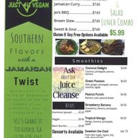Menu: at Just 4 U Vegan Market in Fitzgerald