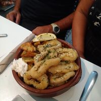 Calamares fritos,con muchas patatas y mayonesa at El Oju in Granada