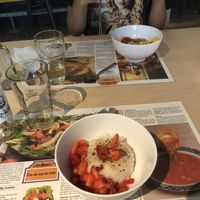 Mango - but in my case strawberry - sticky rice. I think it would be even better served with coconut condensed milk!  at Cafe Averechts in Utrecht