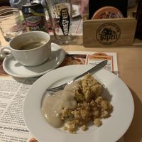 Apple crumble with vanilla sauce.  at Cafe Averechts in Utrecht