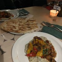 ali nazik: mushroom skewers served on smokey aubergine puree and bread  at Cafe Averechts in Utrecht