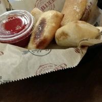 free bread appetizer is NOT vegan. at Buddy's Pizzeria in Novi