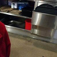 waitress station behind my chair at Buddy's Pizzeria in Novi