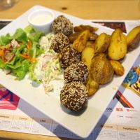 Boulettes with fries at Mezzaluna in Saint-laurent-blangy