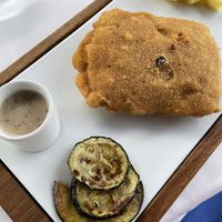 Cachopo de seitan y queso de anacardos  at Casa Chema in Oviedo