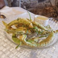 Green chillies in tempura with pure garlic sauce at Casa Chema in Oviedo