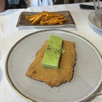 Escalope con queso vegano de albahaca y batatas  at Casa Chema in Oviedo