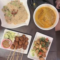 Noodles, laksa, satay and chilli chicken   at Xing Hua Vegetarian 兴化美食 - Fortune Centre in Central Singapore