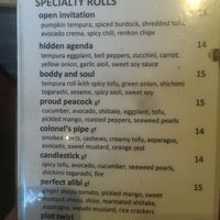 Specialty Rolls 1 at Shizen Vegan Sushi Bar in San Francisco