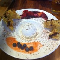 banana in tempura with sorbet at Shizen Vegan Sushi Bar in San Francisco