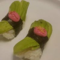 avocado nigiri at Shizen Vegan Sushi Bar in San Francisco