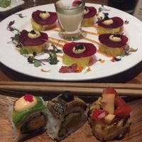 Four different sushi rolls  at Shizen Vegan Sushi Bar in San Francisco