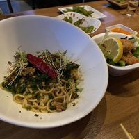 Dan Dan Noods and Kaarage at Shizen Vegan Sushi Bar in San Francisco