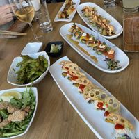 Beautiful assortment of dishes  at Shizen Vegan Sushi Bar in San Francisco