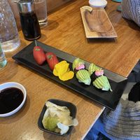 tomato and avocado nigiri  at Shizen Vegan Sushi Bar in San Francisco