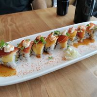 Mushroom, asparagus, grilled pineapple sushi at Shizen Vegan Sushi Bar in San Francisco