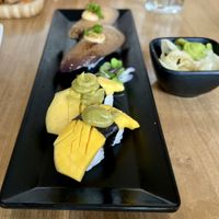 Mango, eggplantt  at Shizen Vegan Sushi Bar in San Francisco