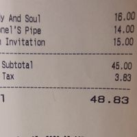 Receipt  at Shizen Vegan Sushi Bar in San Francisco