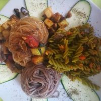 Tris of gluten free pasta at Arcobaleno Vegetariano in Milan