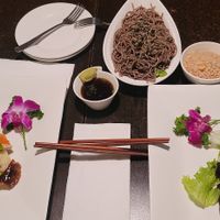 Seafood vegetables (don't recommend) and vegan BBQ ( good but a little on the burnt side) at Jujube Tree in Astoria