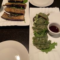 Eggplants and Veggie pot stickers at Jujube Tree in Astoria