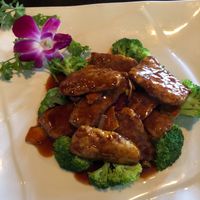 Orange seitan at Jujube Tree in Astoria