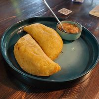 Empanadas criollas at Vegan Bambú in Bogota