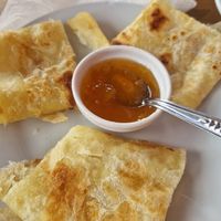 Moroccan crepes - came with jam, chocolate or honey labelled vg/vt (veggie), I took that to mean only the jam option was vg. at Marrakech Henna Art Cafe in Marrakech