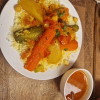 Tagine - huge portion and piping hot! at Marrakech Henna Art Cafe in Marrakech