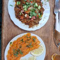 Aubergine and pumpkin salads at Marrakech Henna Art Cafe in Marrakech