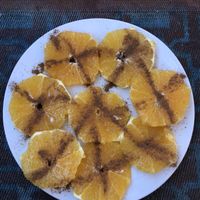 Orange slices with cinnamon at Marrakech Henna Art Cafe in Marrakech
