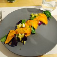 pumpkin ravioli  at Mantra Raw in Milan